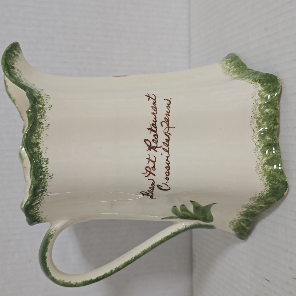 Vintage Hand Painted Large Cash Family Blue Ridge Pottery Floral Pitcher - Picture 5 of 16